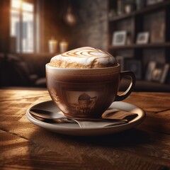 Morning Perfection: Starting the Day Right with a Fresh Cup of Coffee in a Cozy Cafe, Generative AI