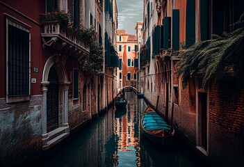 Fototapeta na wymiar Canal in Venice, Italy. Generative AI