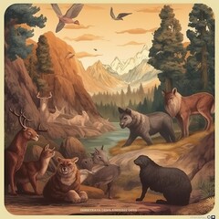 Majestic Wildlife in the Mountains, Generative AI