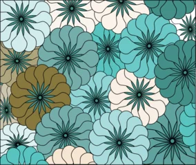 Fotobehang Vector Retro floral pattern with colorful flowers and petals © Clara Natoli/Wirestock Creators