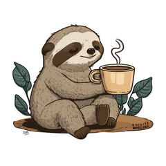 Slow and Steady! Take it slow with this coffee-loving sloth
