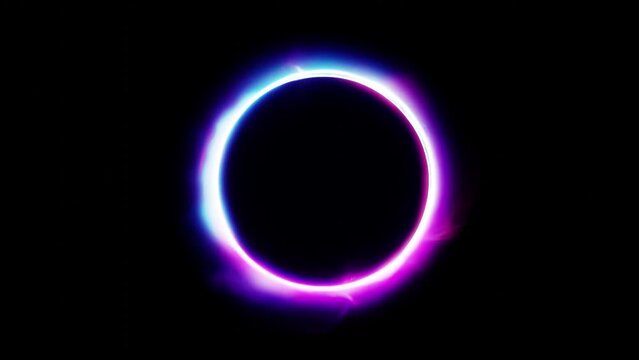 Glowing Portal isolated on Black background - Loop footage in 4K Ultra HD resolution, 25 FPS. Modern magic portal symbol - Round ethereal lightning substance. For overlay blending or alpha mixing. 