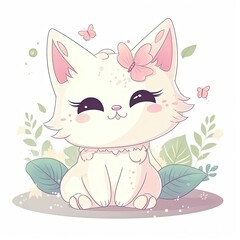 kawaii cartoon animal character design, cute fairy baby cat in colorful tone color , Generative Ai