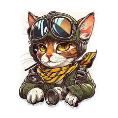 Fototapeta premium Cat Fly! Take flight with this cat pilot!