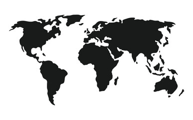 Fototapeta na wymiar World map silhouette, isolated vector pictogram