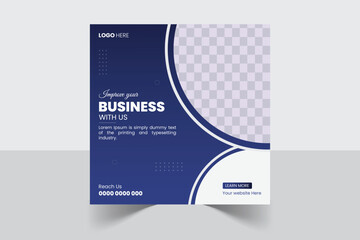 Set of Editable minimal square banner template. Blue  background color Geometric  shape. 
Suitable for social media post and web internet ads.