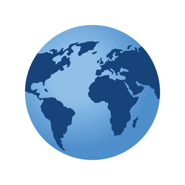 Isolated image of Earth globe. World map illustration. Simple design.