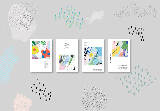 Set of Creative Floral Cards Layout