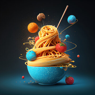 Sweet spaghetti desert by Generative AI