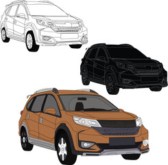 Obraz premium Car line drawing vector and illustration for color