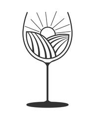 bottle of wine and grapes. Wine bottle with wine glass icon or silhouette. Alcohol symbol. Vector illustration.	
