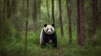 A majestic shot of an adult panda bear