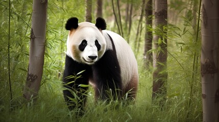 A majestic shot of an adult panda bear