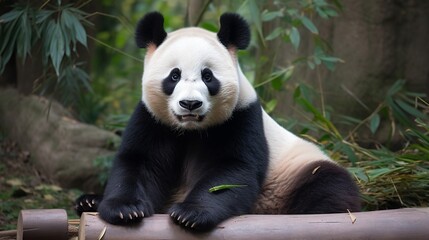 Obraz na płótnie Canvas Panda Bear Posing for the Camera
