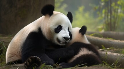 Sweet Panda Family Bonding Time