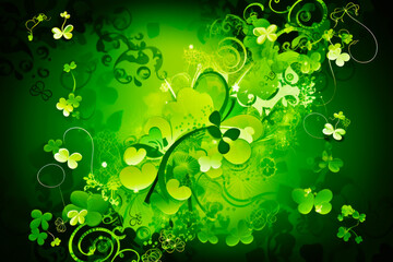 Green clover leaves background. Saint Patricks day background. Green shamrock texture. St Patrick's day texture with place for text. Generative AI