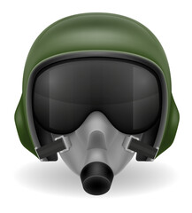 modern pilot helmet for a fighter or combat helicopter vector illustration