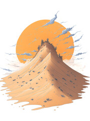 Desert dunes landscape cartoon. AI generated illustration