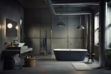 Fototapeta na wymiar Industrial Bathroom Design - Generative AI