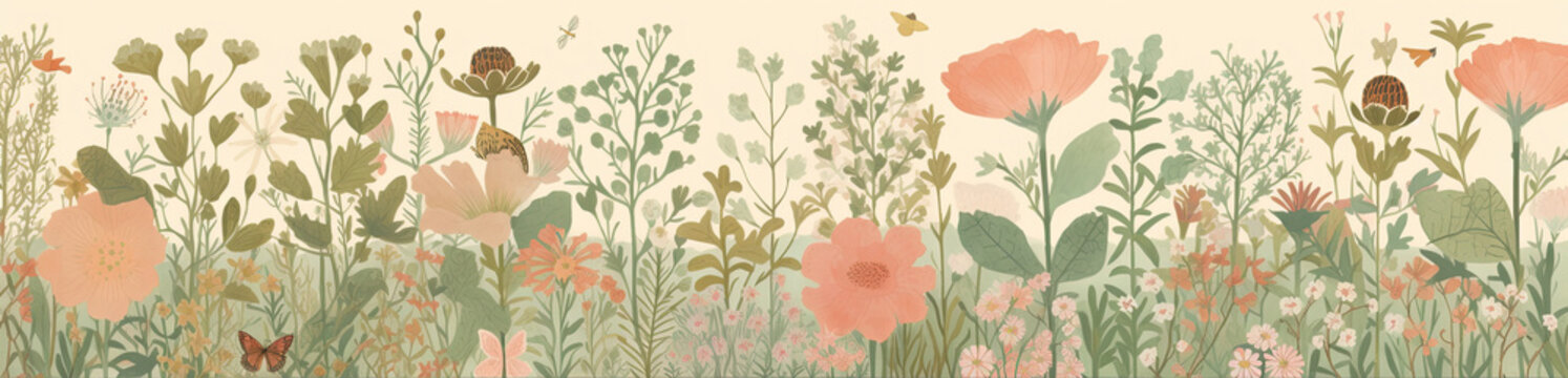 Beautiful and delicate illustration to use in backgrounds for summer and spring. Generative AI © Gelpi