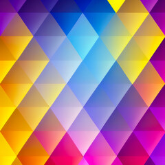 Fototapeta premium Abstract colorful geometrical triangular texture for design. Multicolor gradient on a rhombus or diamond shape pattern. Generative AI illustration background.