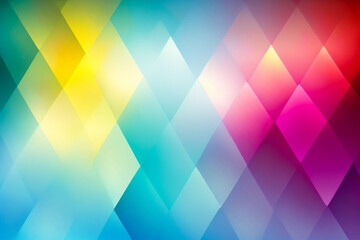 Obraz premium Abstract colorful geometrical triangular texture for design. Multicolor gradient on a rhombus or diamond shape pattern. Generative AI illustration background.