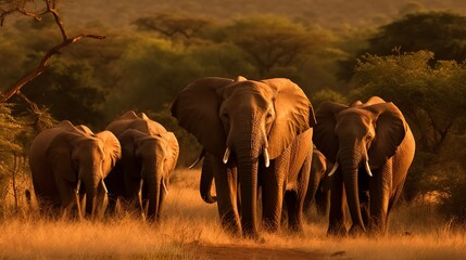 African Elephant Matriarch and Her Herd