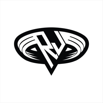 recommend clip art: RJ Logo monogram with triangle shape slice isolated outline design template