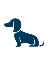 Teckel dog sitting later side view cartoon style