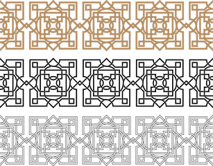 Color and black geometric brushes, Islamic, Celtic art legacy. Overlapping and interlacing lines. Pattern brushes are included. 