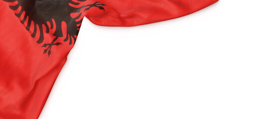Banner with flag of Albania over transparent background. 3D rendering - obrazy, fototapety, plakaty