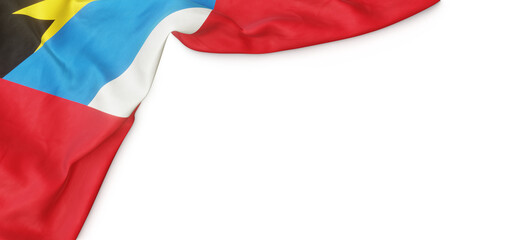 Banner with flag of Antigua over transparent background. 3D rendering