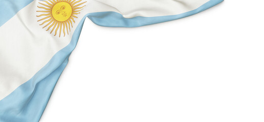 Banner with flag of Argentina over transparent background. 3D rendering