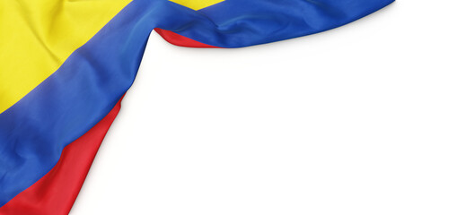 Banner with flag of Colombia over transparent background. 3D rendering