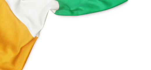 Banner with flag of Cote d’Ivoire over transparent background. 3D rendering