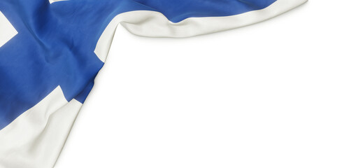 Banner with flag of Finland over transparent background. 3D rendering © HTGanzo