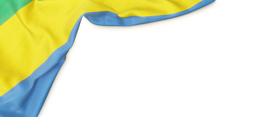 Banner with flag of Gabon over transparent background. 3D rendering