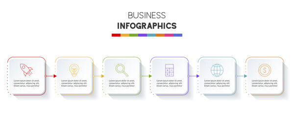 Infographics design template and icons with 6 options or 6 steps