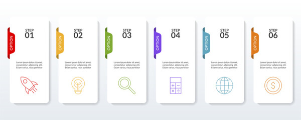 Infographics design template and icons with 6 options or 6 steps