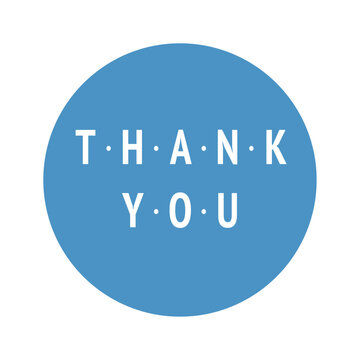 Vector icon in the shape of a circle with the word thank you inside - ideal for making stickers, buttons and prints.