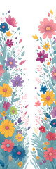 Colorful flower meadow in spring paint. AI generated illustration