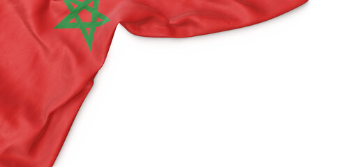 Banner with flag of Morocco over transparent background. 3D rendering