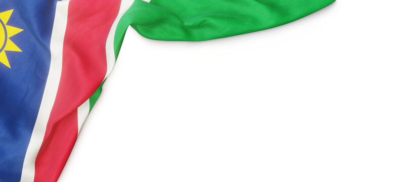 Banner with flag of Namibia over transparent background. 3D rendering