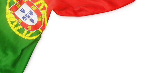 Banner with flag of Portugal over transparent background. 3D rendering