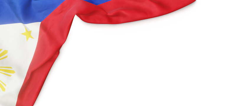 Banner with flag of the Philippines over transparent background. 3D rendering