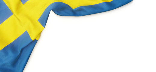 Banner with flag of Sweden over transparent background. 3D rendering © HTGanzo
