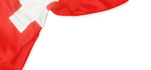 Banner with flag of Switzerland over transparent background. 3D rendering