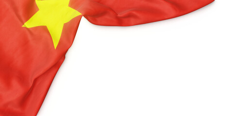 Banner with flag of Vietnam over transparent background. 3D rendering