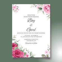 Elegant hand drawing wedding invitation floral design
