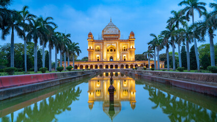 Safdarjung Tomb is located in New Delhi India, beautiful evening or night view - obrazy, fototapety, plakaty